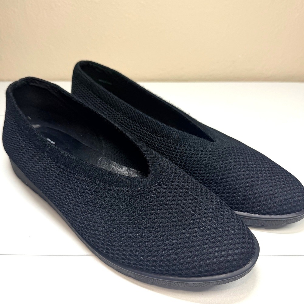 Eileen Fisher Heaven Stretch Knit Wedge Ballet Flats Women 9 Black Comfort
